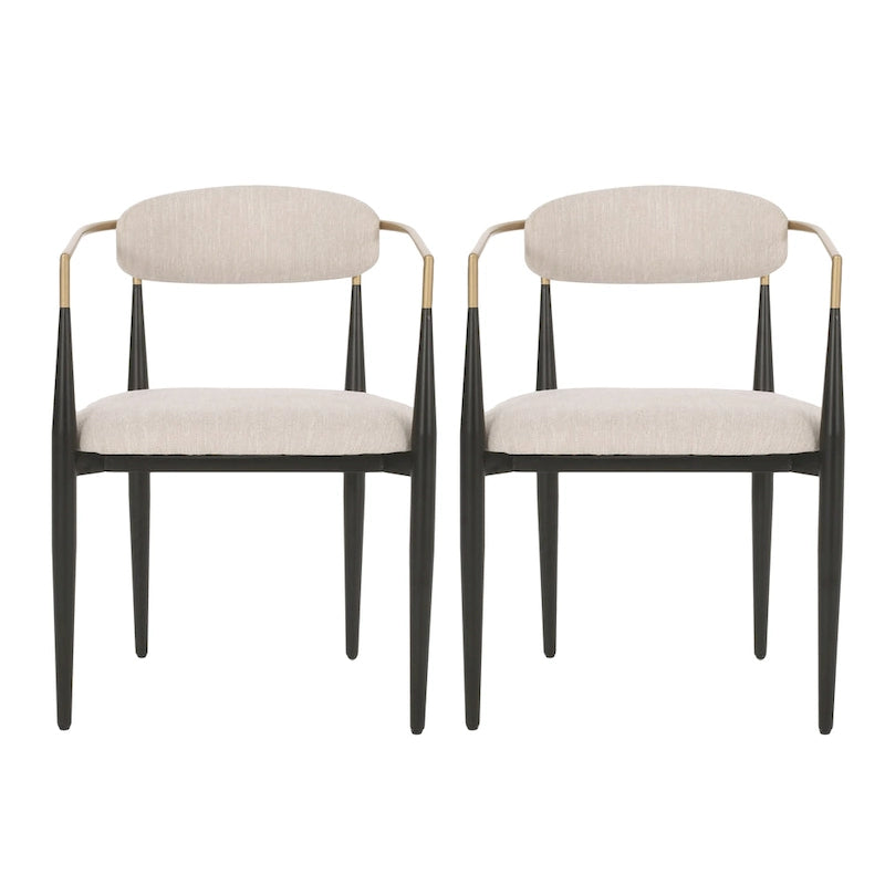 Chaises de salle à manger rembourrées style industriel moderne (lot de 2) avec structure en fer