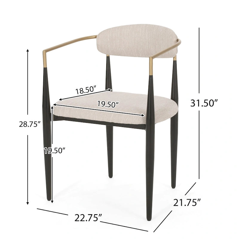 Chaises de salle à manger rembourrées style industriel moderne (lot de 2) avec structure en fer