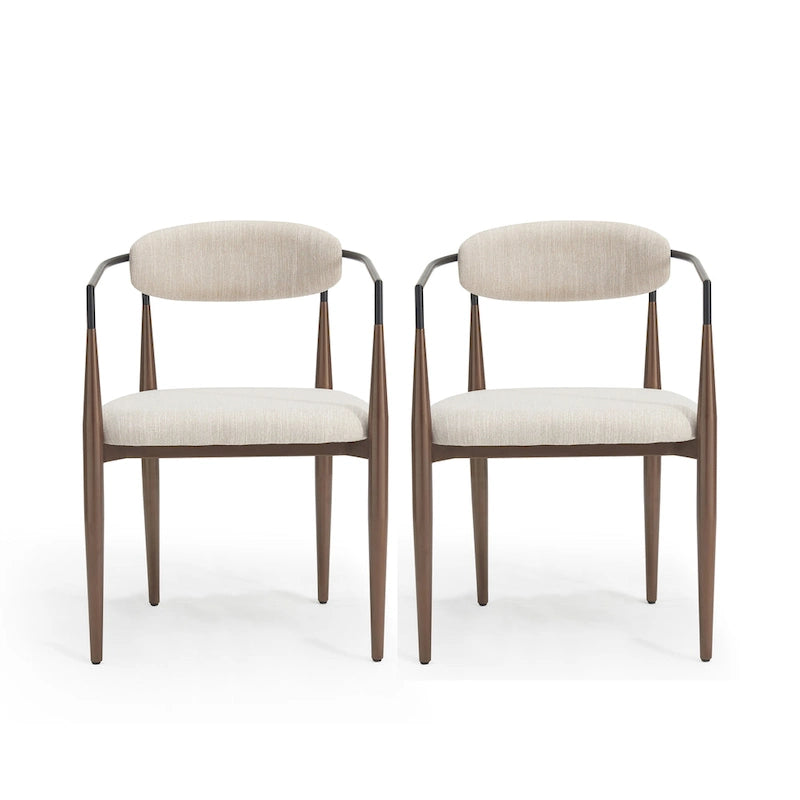 Chaises de salle à manger rembourrées style industriel moderne (lot de 2) avec structure en fer