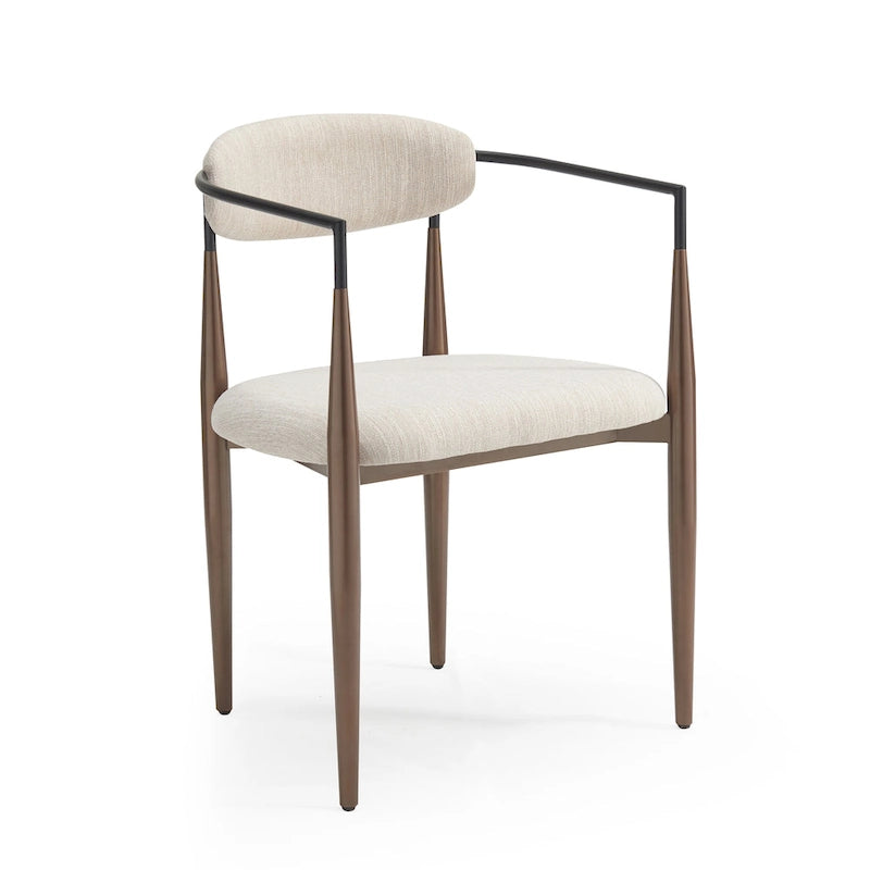 Chaises de salle à manger rembourrées style industriel moderne (lot de 2) avec structure en fer