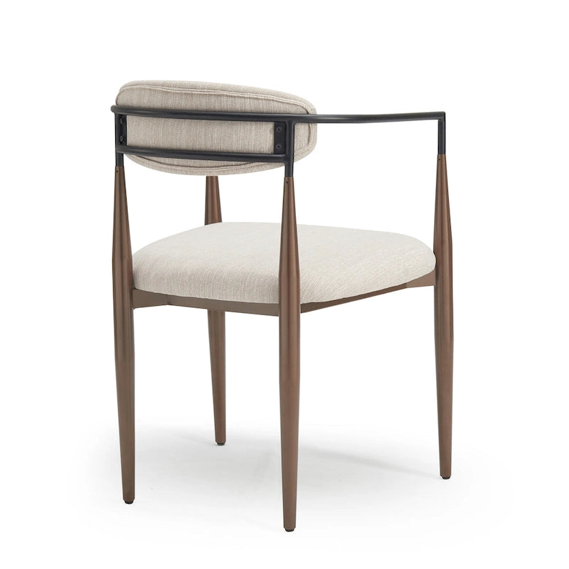 Chaises de salle à manger rembourrées style industriel moderne (lot de 2) avec structure en fer