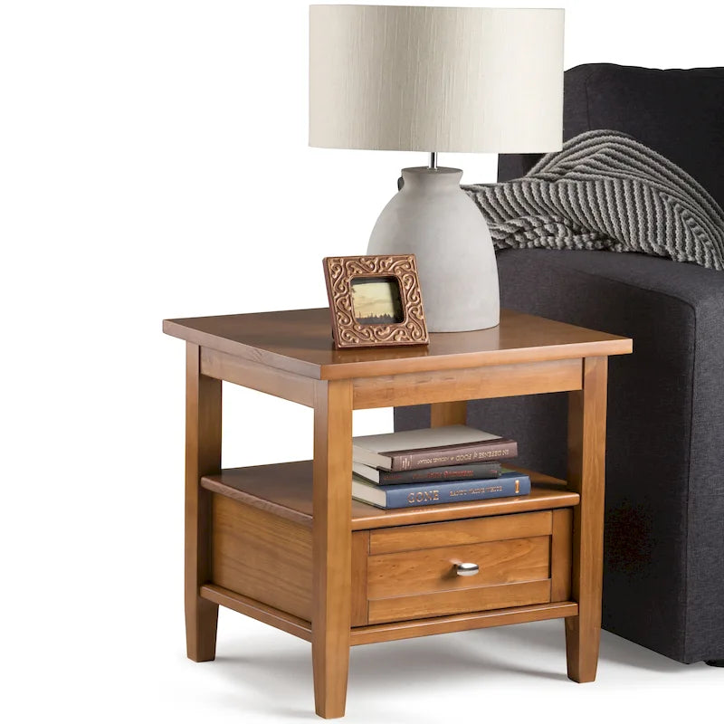 Table d’appoint rectangulaire en bois massif, style transitionnel, largeur de 20 pouces - largeur de 20 pouces
