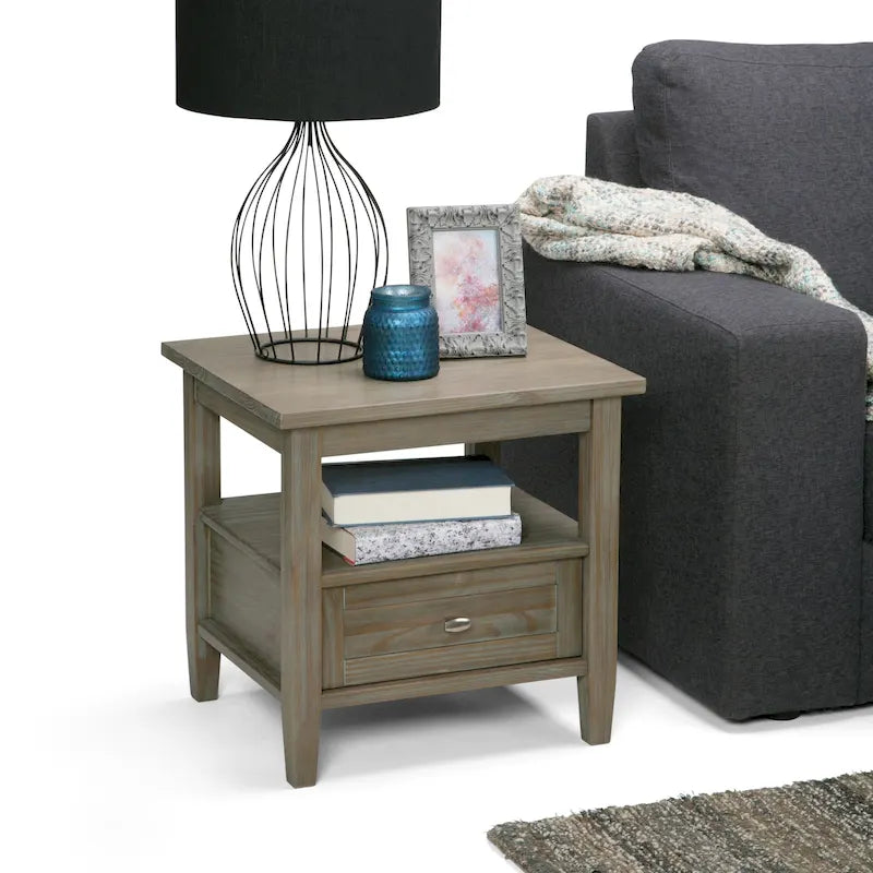 Table d’appoint rectangulaire en bois massif, style transitionnel, largeur de 20 pouces - largeur de 20 pouces