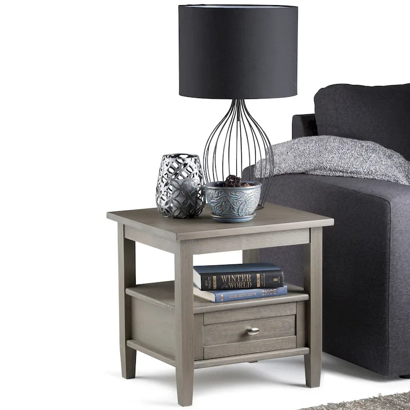 Table d’appoint rectangulaire en bois massif, style transitionnel, largeur de 20 pouces - largeur de 20 pouces