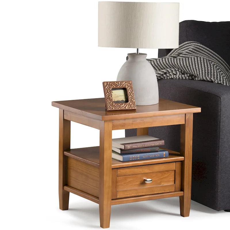 Table d’appoint rectangulaire en bois massif, style transitionnel, largeur de 20 pouces - largeur de 20 pouces