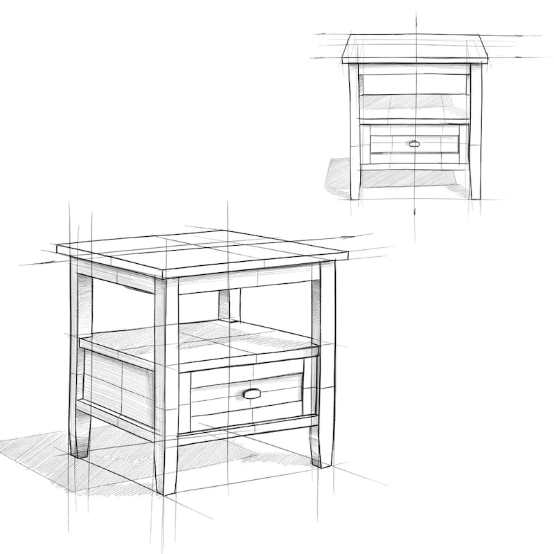 Mesa auxiliar rectangular de madera maciza de 20 pulgadas de ancho, estilo transicional - 20 pulgadas de ancho