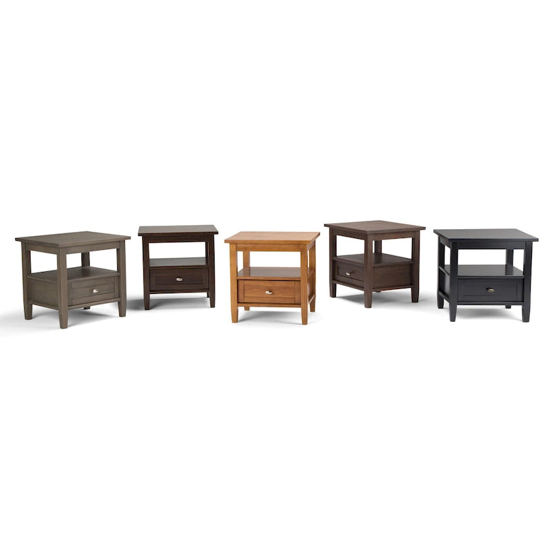 Mesa auxiliar rectangular de madera maciza de 20 pulgadas de ancho, estilo transicional - 20 pulgadas de ancho