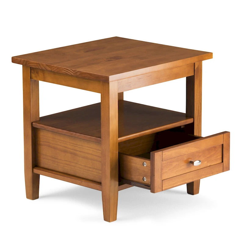 Mesa auxiliar rectangular de madera maciza de 20 pulgadas de ancho, estilo transicional - 20 pulgadas de ancho