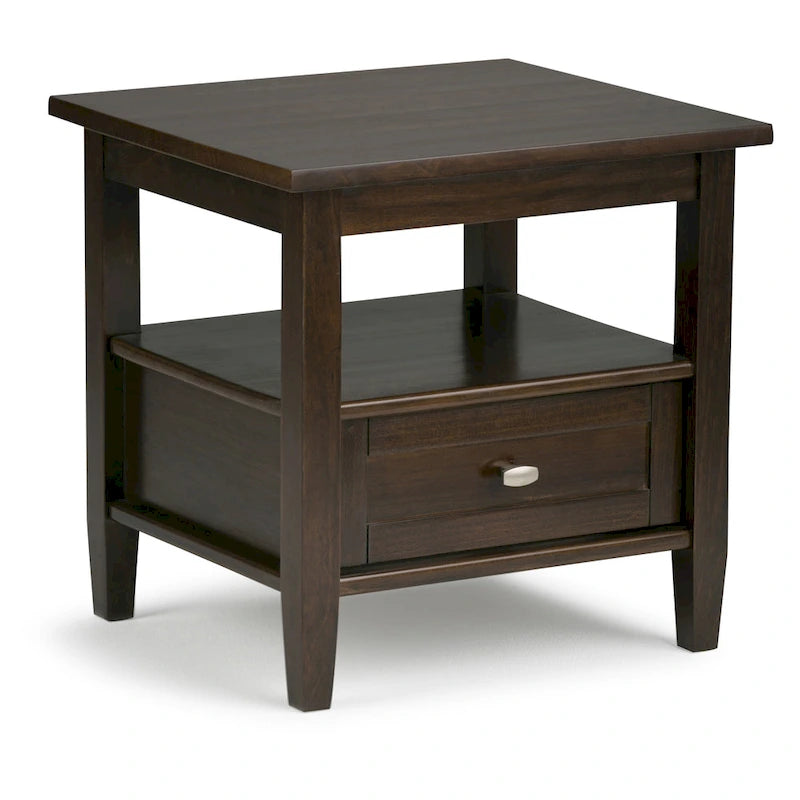 Mesa auxiliar rectangular de madera maciza de 20 pulgadas de ancho, estilo transicional - 20 pulgadas de ancho