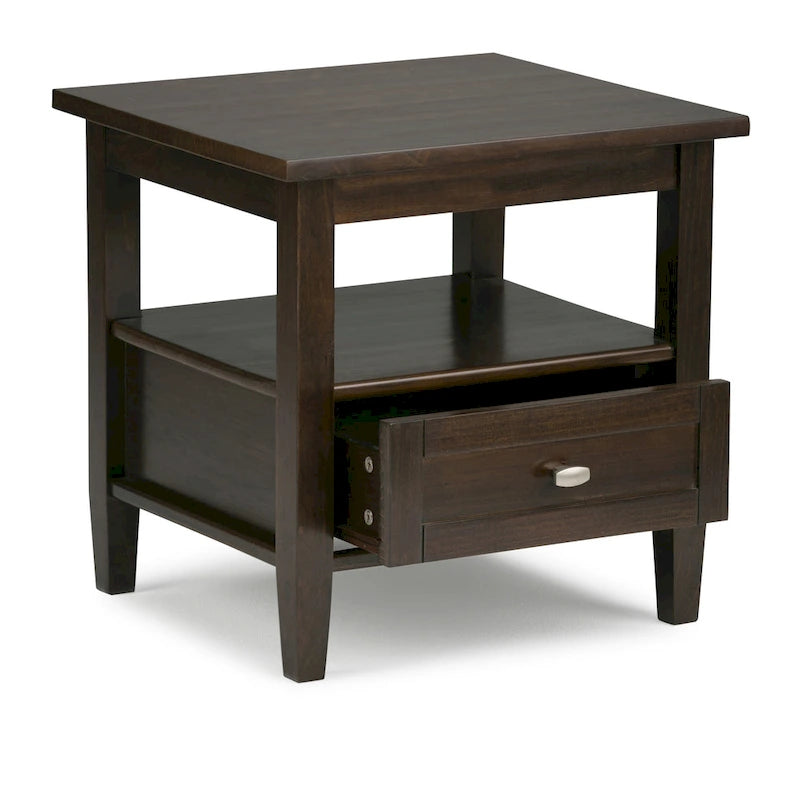 Mesa auxiliar rectangular de madera maciza de 20 pulgadas de ancho, estilo transicional - 20 pulgadas de ancho