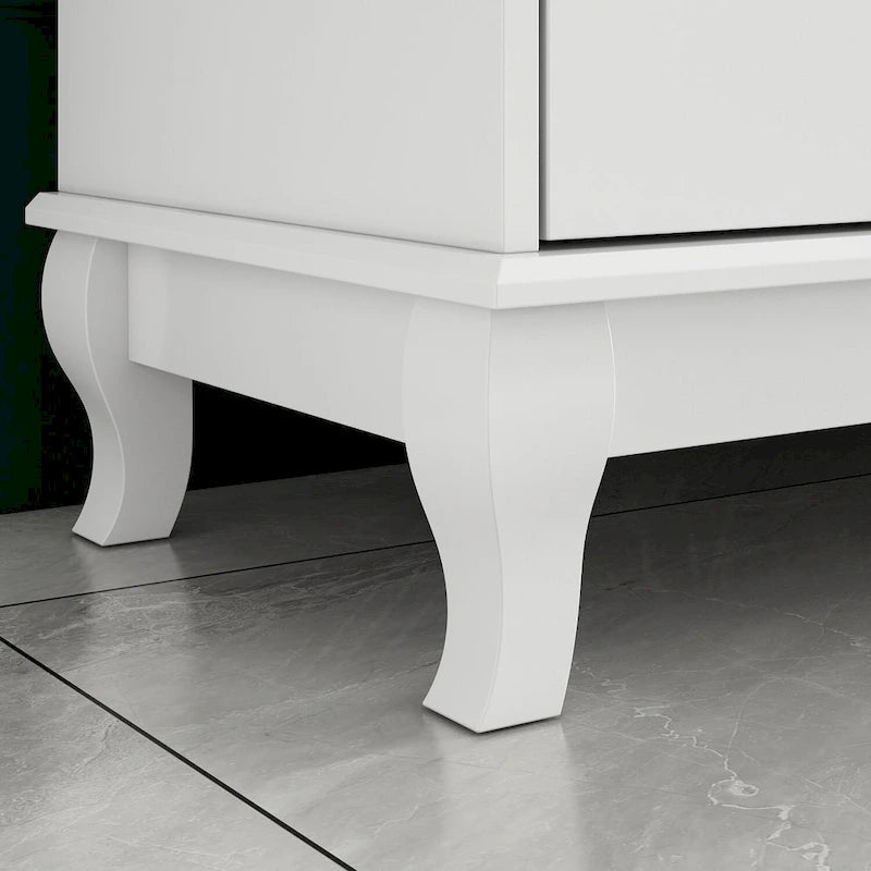 Commode double de chambre à coucher à 10 tiroirs, blanche, avec grand espace de rangement