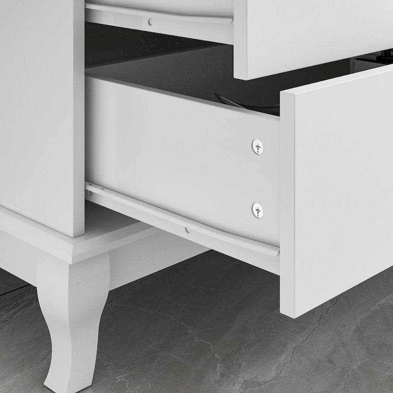 Commode double de chambre à coucher à 10 tiroirs, blanche, avec grand espace de rangement