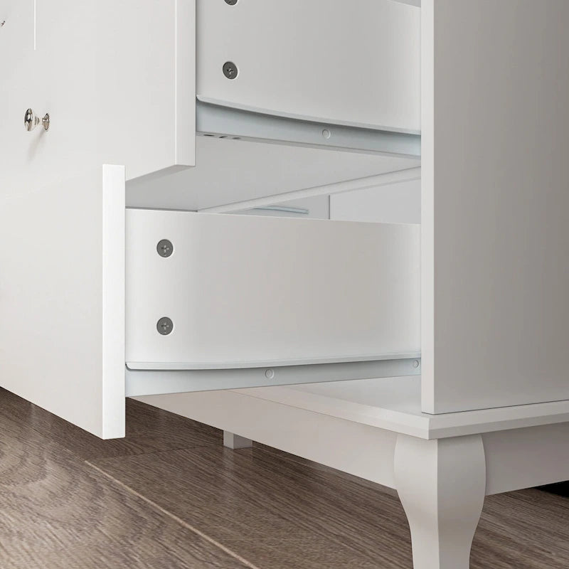 Commode double de chambre à coucher à 10 tiroirs, blanche, avec grand espace de rangement