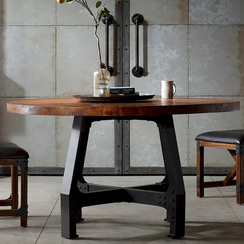 INK+IVY Lancaster Round Dining/Gathering Table - amber/ graphite