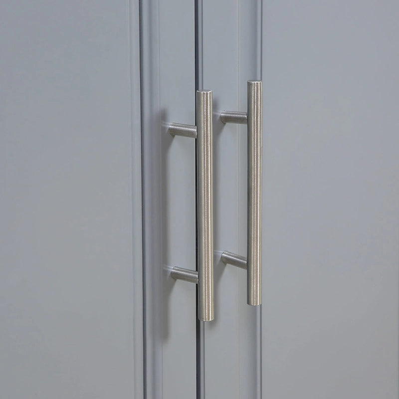 Isla de cocina con ruedas y almacenamiento, carrito de cocina portátil con superficie de acero inoxidable, gris