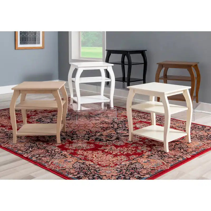 Table d’appoint de style campagne en bois avec 2 étagères