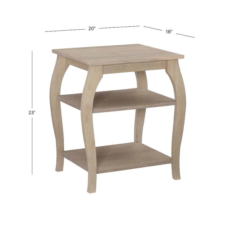 Table d’appoint de style campagne en bois avec 2 étagères