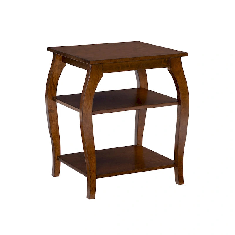 Table d’appoint de style campagne en bois avec 2 étagères