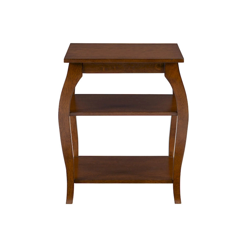 Table d’appoint de style campagne en bois avec 2 étagères