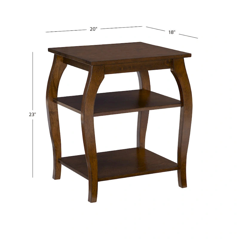 Table d’appoint de style campagne en bois avec 2 étagères
