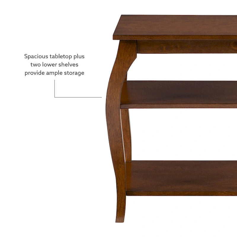 Table d’appoint de style campagne en bois avec 2 étagères
