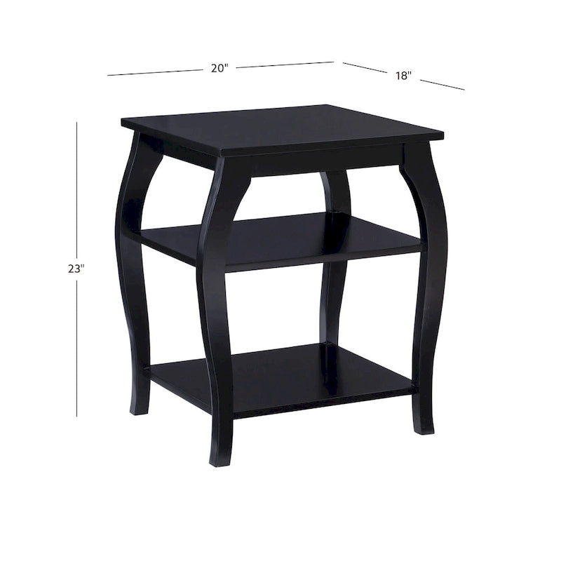 Table d’appoint de style campagne en bois avec 2 étagères
