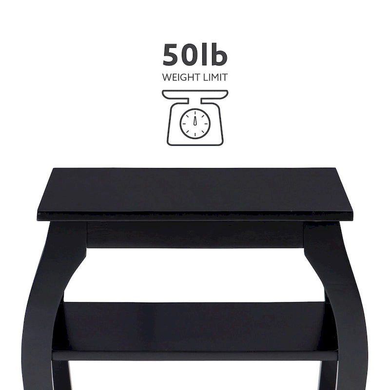 Table d’appoint de style campagne en bois avec 2 étagères