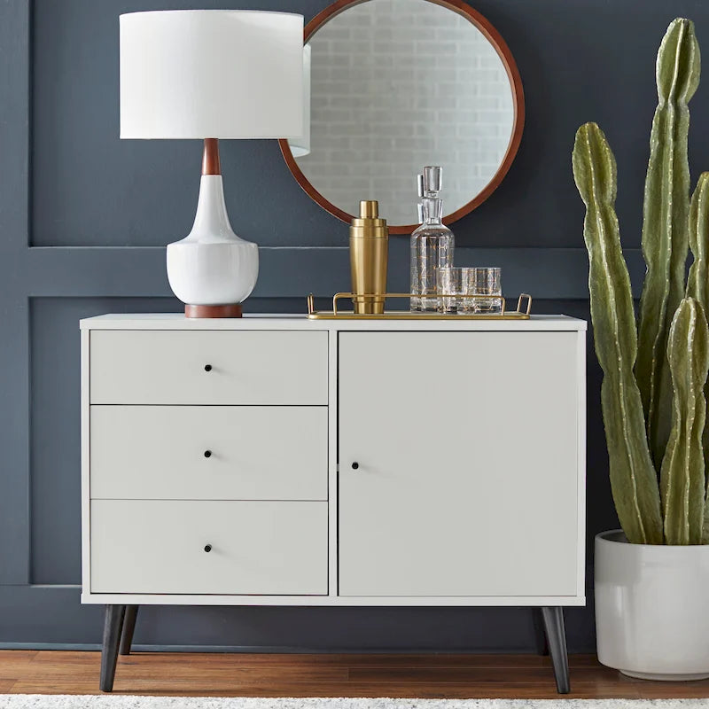 Buffet/enfilade moderne de style milieu du siècle à 3 tiroirs
