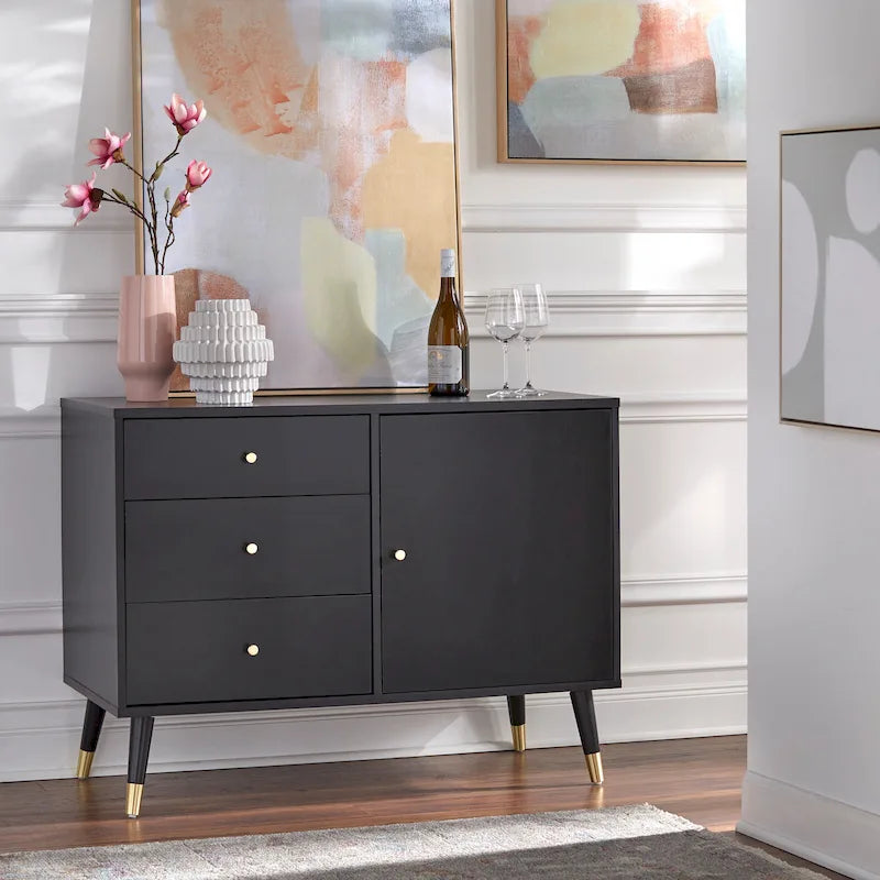 Buffet/enfilade moderne de style milieu du siècle à 3 tiroirs