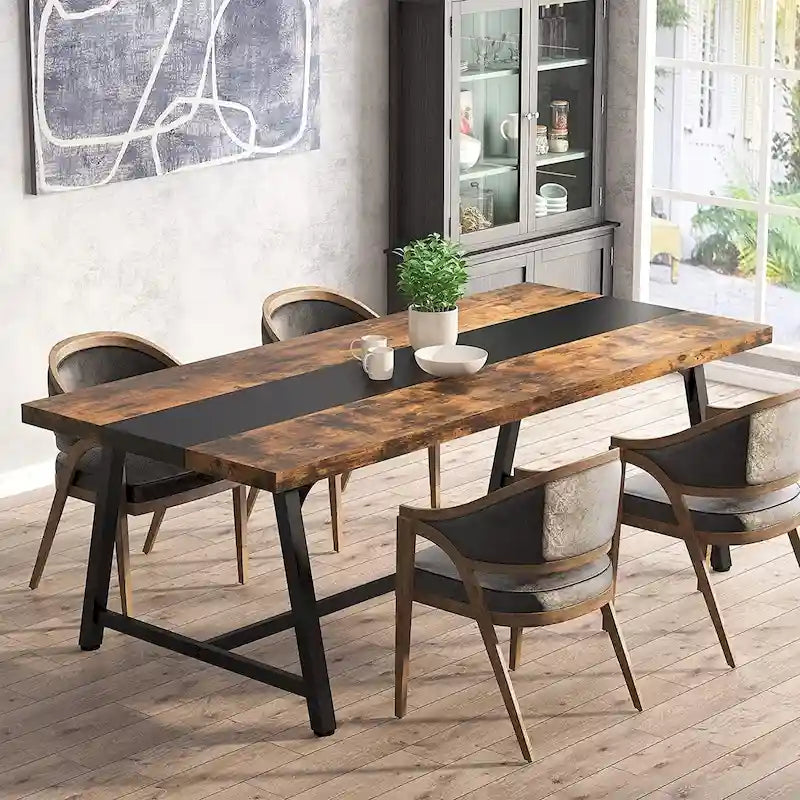 Table à manger pour 8 personnes, table de cuisine rectangulaire en bois de 70.87 pouces