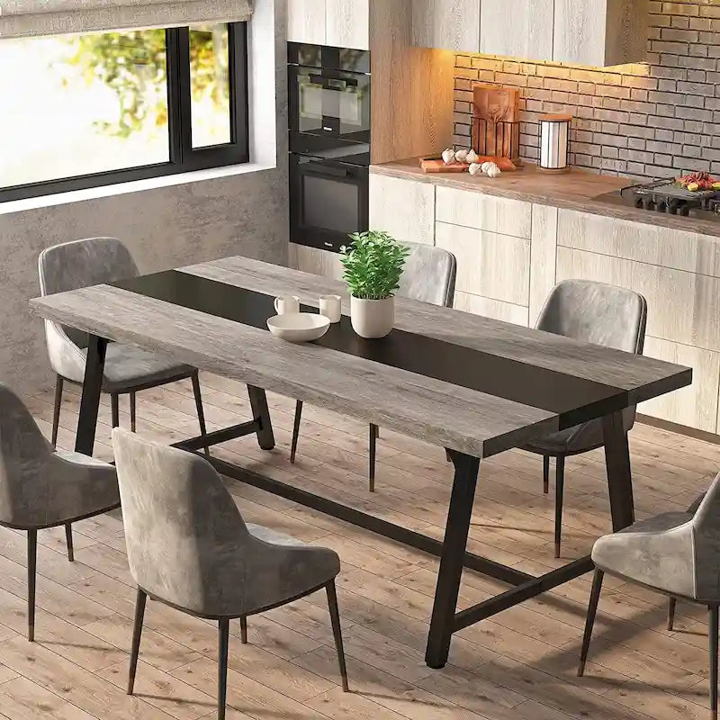 Table à manger pour 8 personnes, table de cuisine rectangulaire en bois de 70.87 pouces