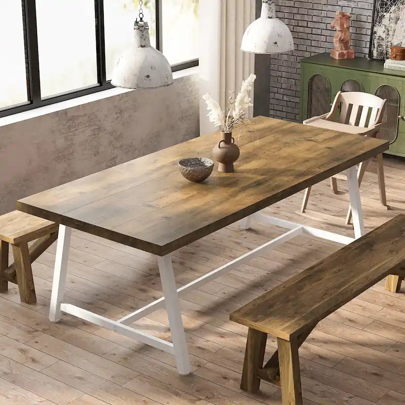 Table à manger pour 8 personnes, table de cuisine rectangulaire en bois de 70.87 pouces