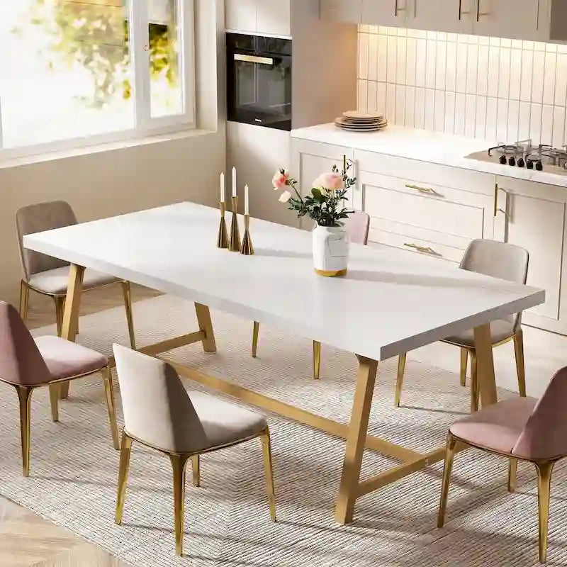 Table à manger pour 8 personnes, table de cuisine rectangulaire en bois de 70.87 pouces