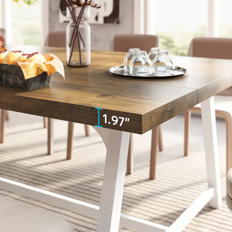 Table à manger pour 8 personnes, table de cuisine rectangulaire en bois de 70.87 pouces