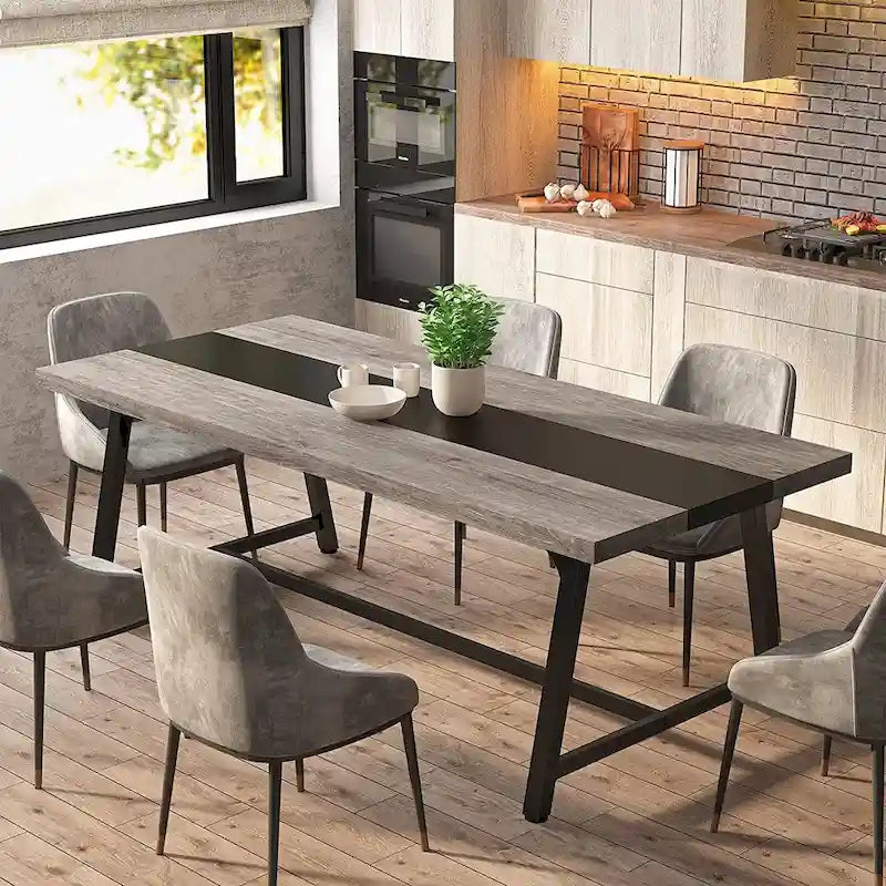Mesa de comedor para 8 personas, mesa rectangular de cocina de madera de 70.87 pulgadas