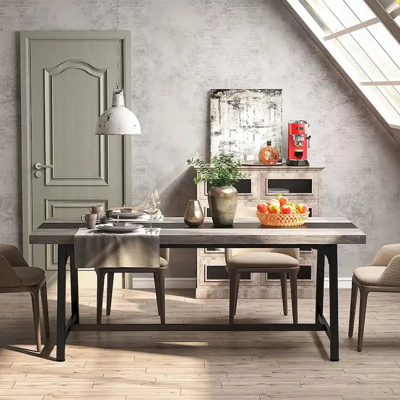Mesa de comedor para 8 personas, mesa rectangular de cocina de madera de 70.87 pulgadas