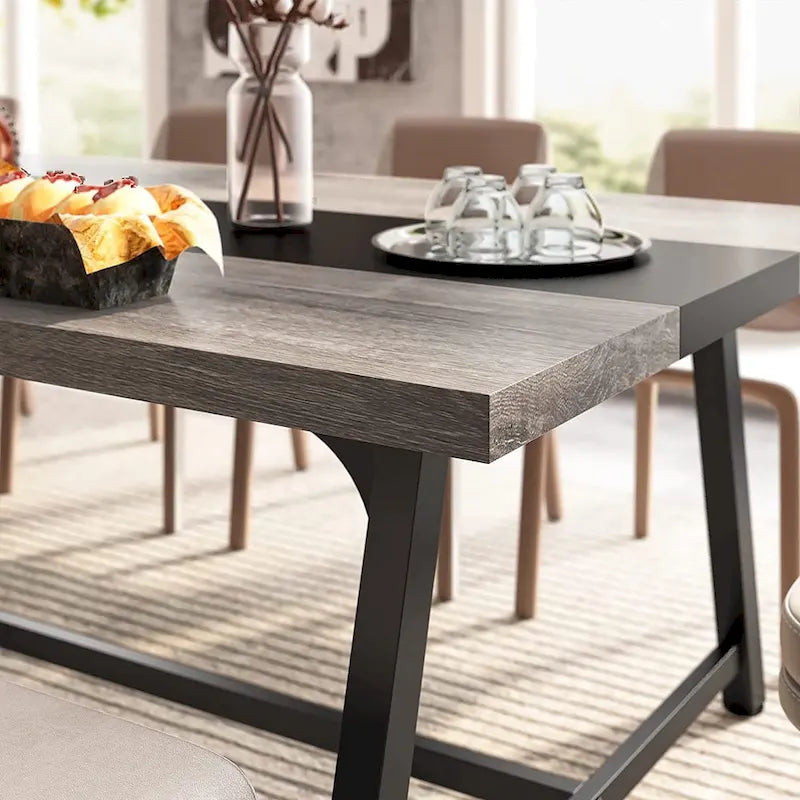 Mesa de comedor para 8 personas, mesa rectangular de cocina de madera de 70.87 pulgadas