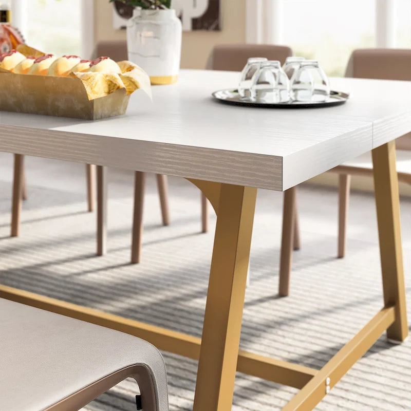 Mesa de comedor para 8 personas, mesa rectangular de cocina de madera de 70.87 pulgadas