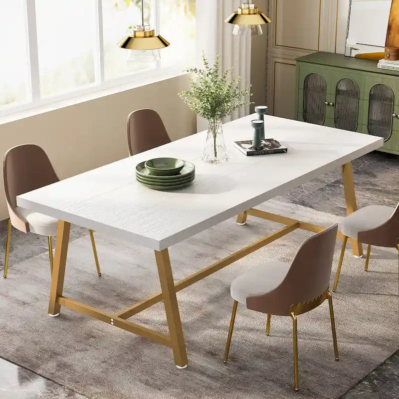 Mesa de comedor para 8 personas, mesa rectangular de cocina de madera de 70.87 pulgadas