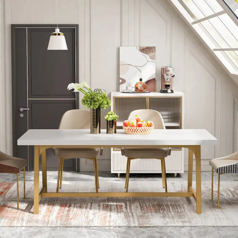 Mesa de comedor para 8 personas, mesa rectangular de cocina de madera de 70.87 pulgadas