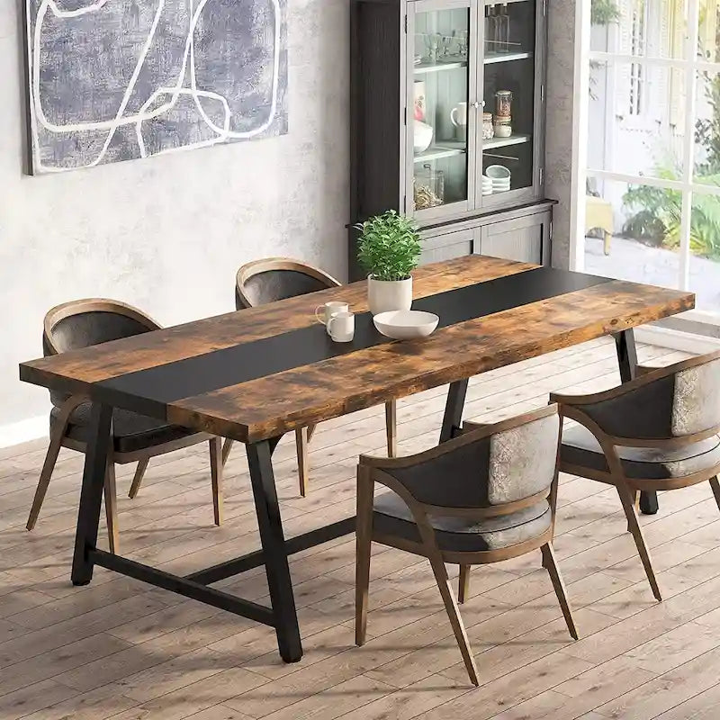Mesa de comedor para 8 personas, mesa rectangular de cocina de madera de 70.87 pulgadas