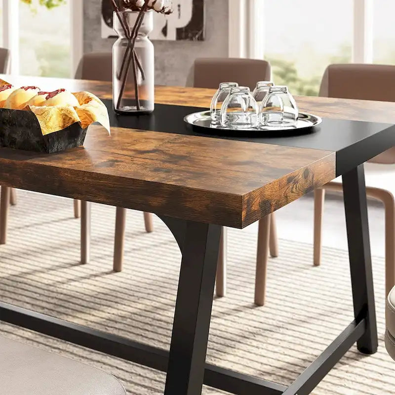 Mesa de comedor para 8 personas, mesa rectangular de cocina de madera de 70.87 pulgadas
