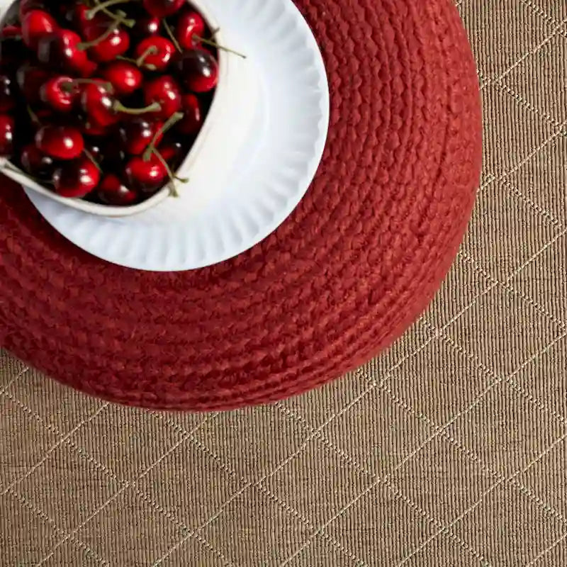 Runder Sitzpouf aus Polyester für drinnen und draußen - 18X18X12