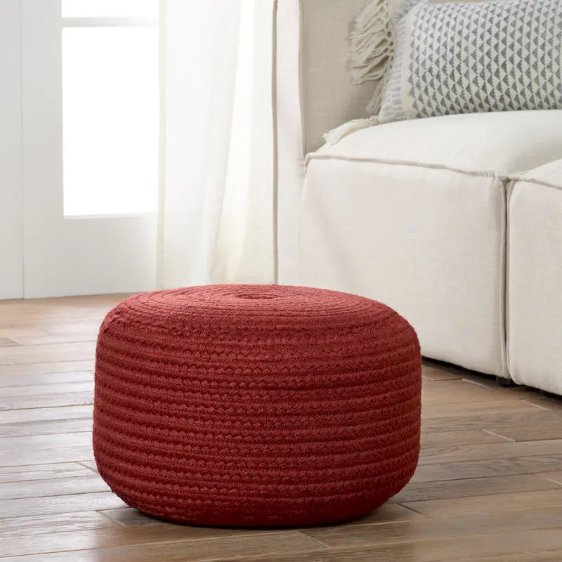 Pouf repose-pieds rond en polyester pour intérieur/extérieur - 18X18X12