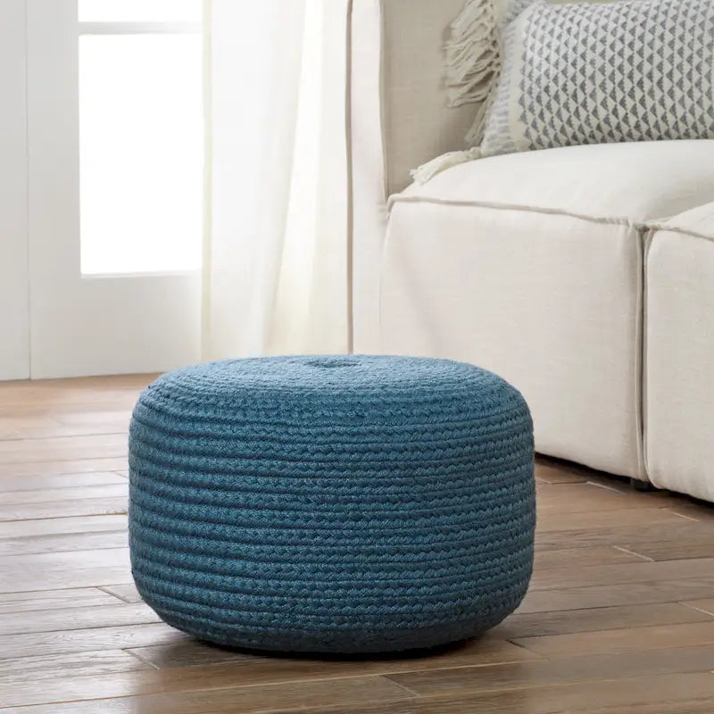 Runder Sitzpouf aus Polyester für drinnen und draußen - 18X18X12