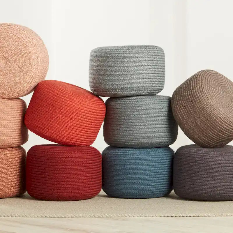 Runder Sitzpouf aus Polyester für drinnen und draußen - 18X18X12