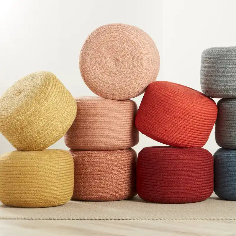 Runder Sitzpouf aus Polyester für drinnen und draußen - 18X18X12