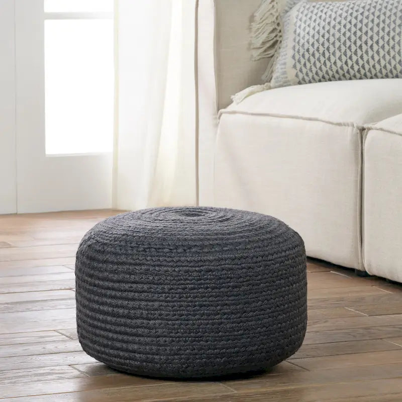 Runder Sitzpouf aus Polyester für drinnen und draußen - 18X18X12