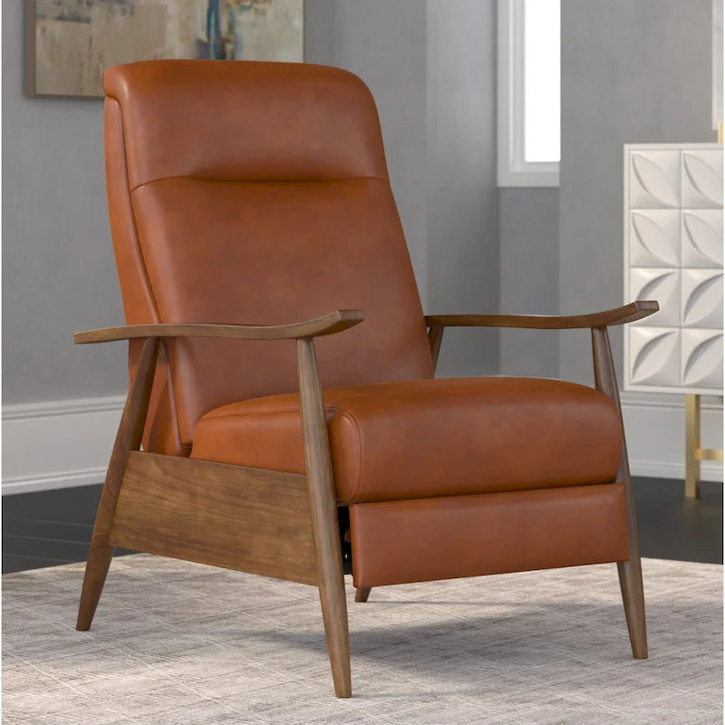 Fauteuil inclinable à dossier basculant en bois rembourré