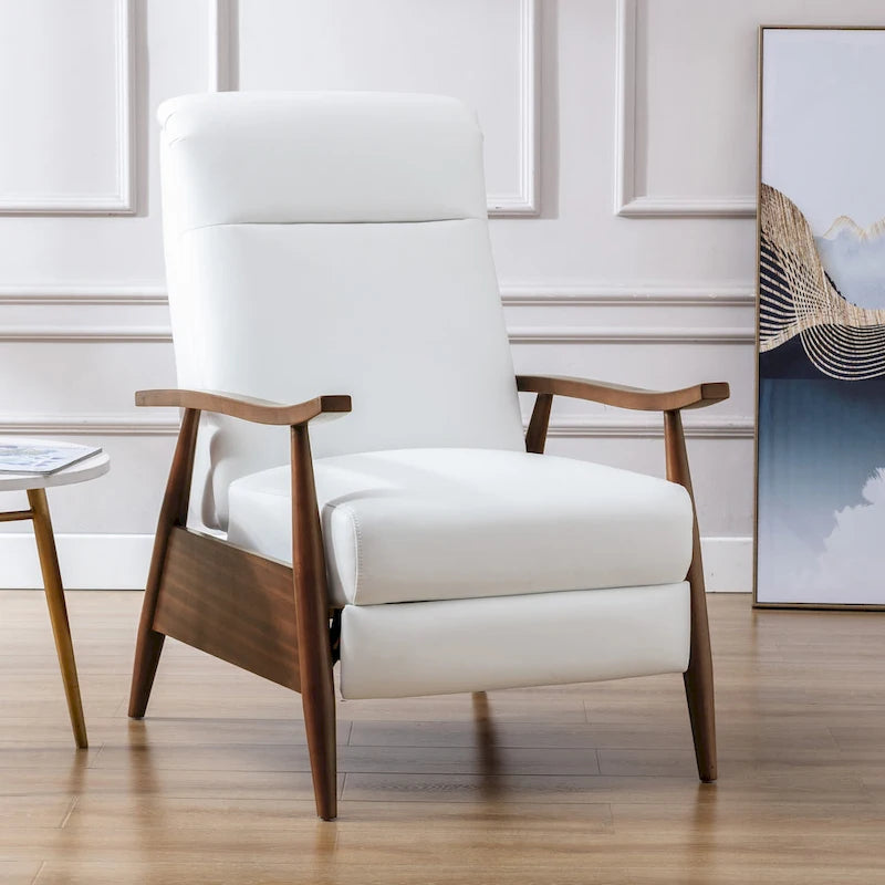 Fauteuil inclinable à dossier basculant en bois rembourré